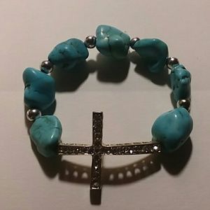Turquoise Stone Cross Bracelet